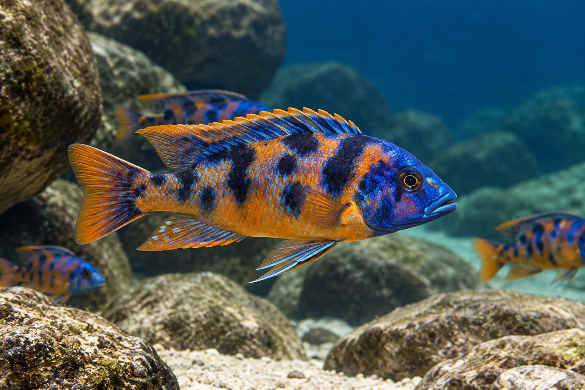Azurcichlide „Marmalade Cat OB“, Sciaenochromis fryeri, ca. 6,0-8,0 cm