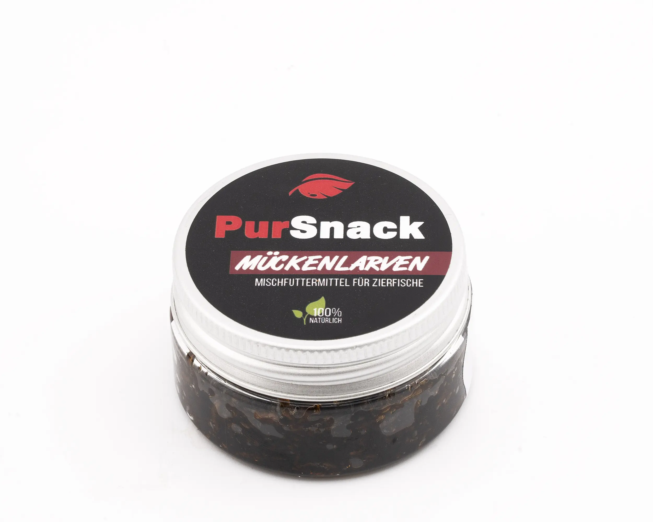 Glas mit PurSnack Mückenlarven Fischfutter