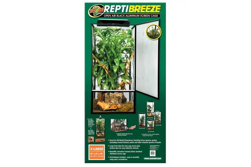 Zoomed ReptiBreeze Alum Screen Cage, Terrarium, 61x61x122 cm