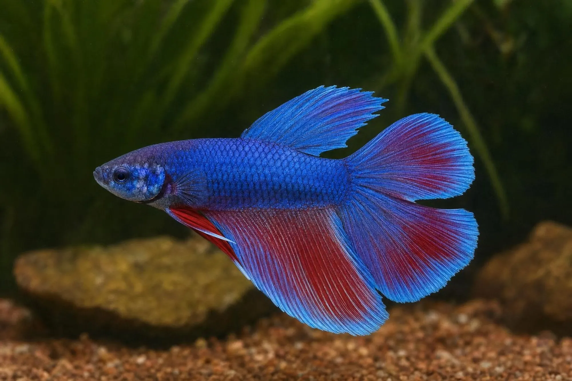 Super-Delta-Doubletail-Kampffisch, Männchen, Betta splendens