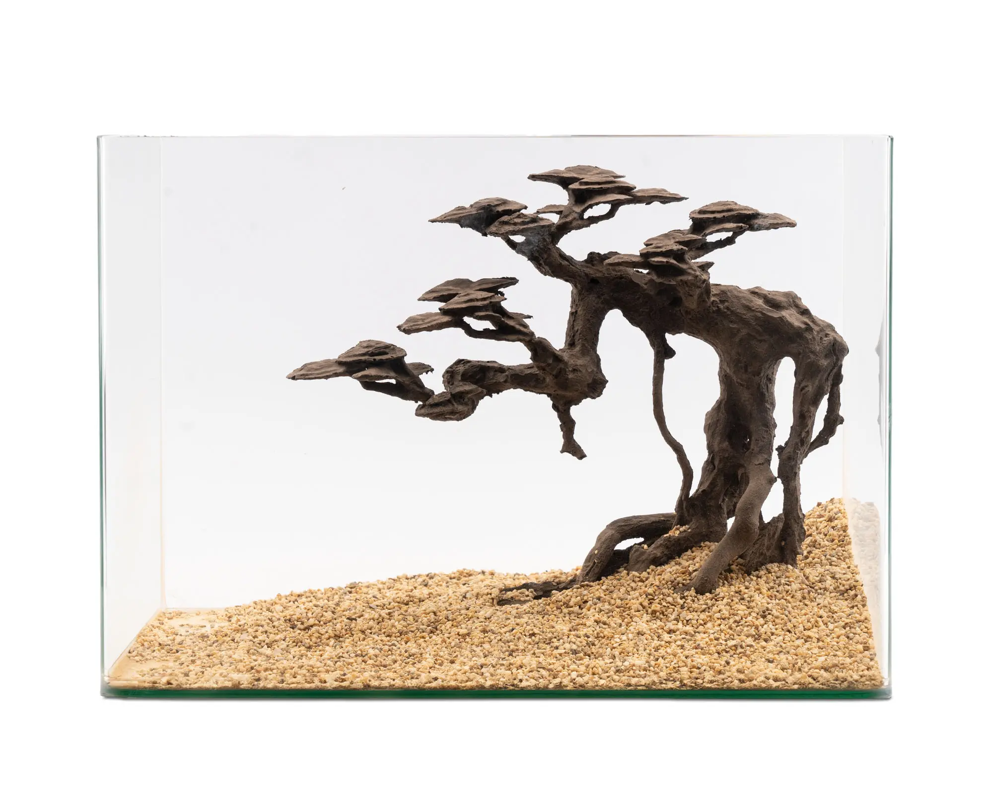 Brauner Bonsai-Wurzelbaum als Aquariendeko im Glasbecken