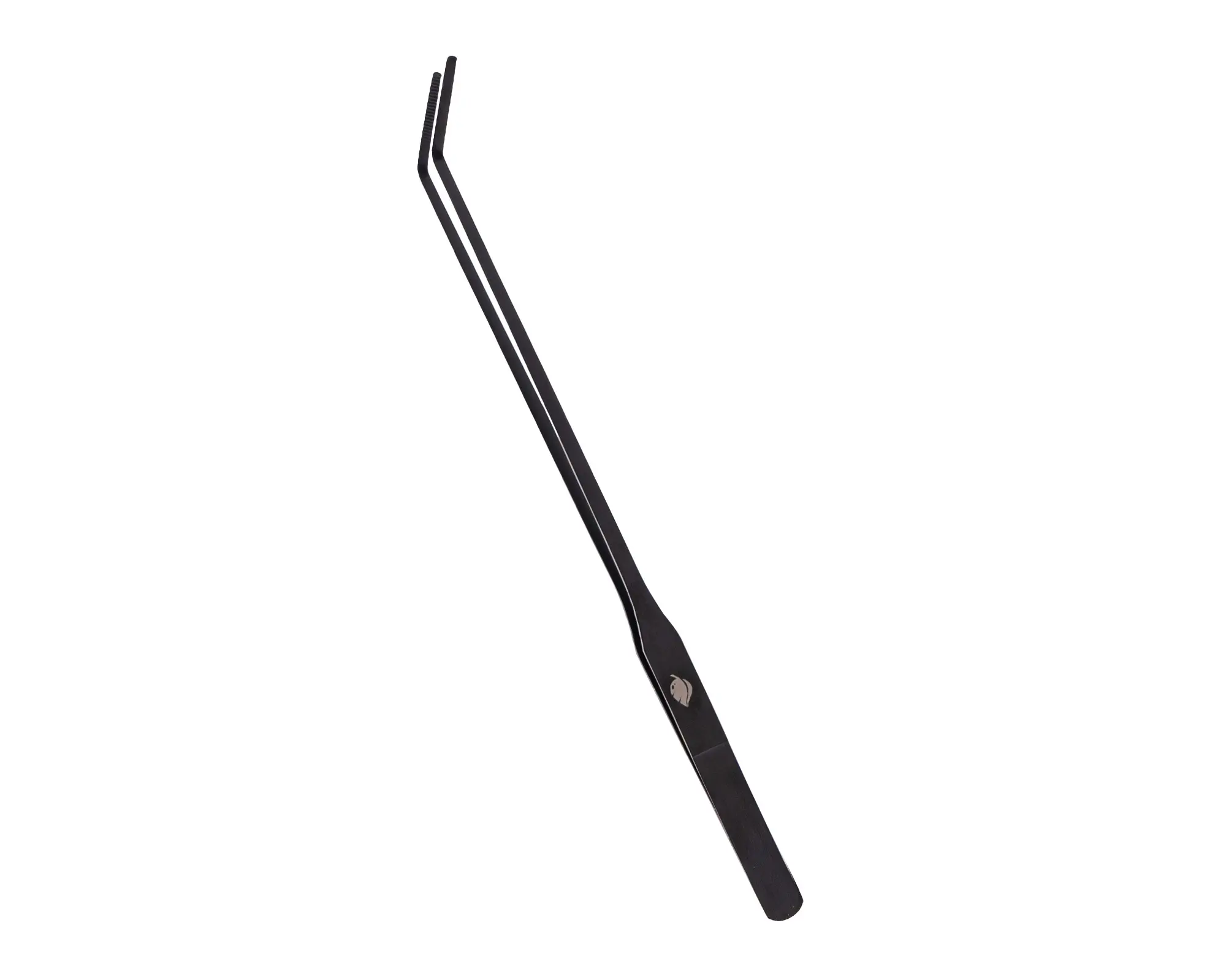 Schwarze lange Pinzette mit geriffelter Spitze