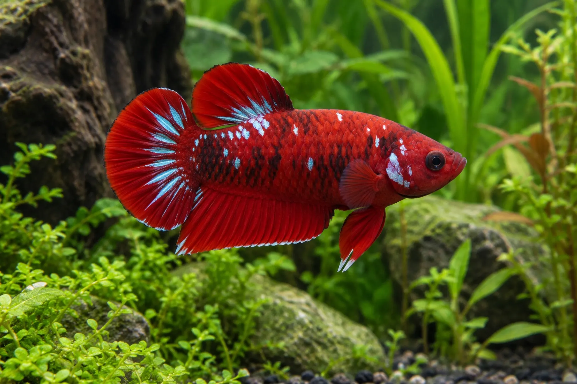 Siamesischer Kampffisch Plakat „Hellboy“ Männchen, Betta splendens
