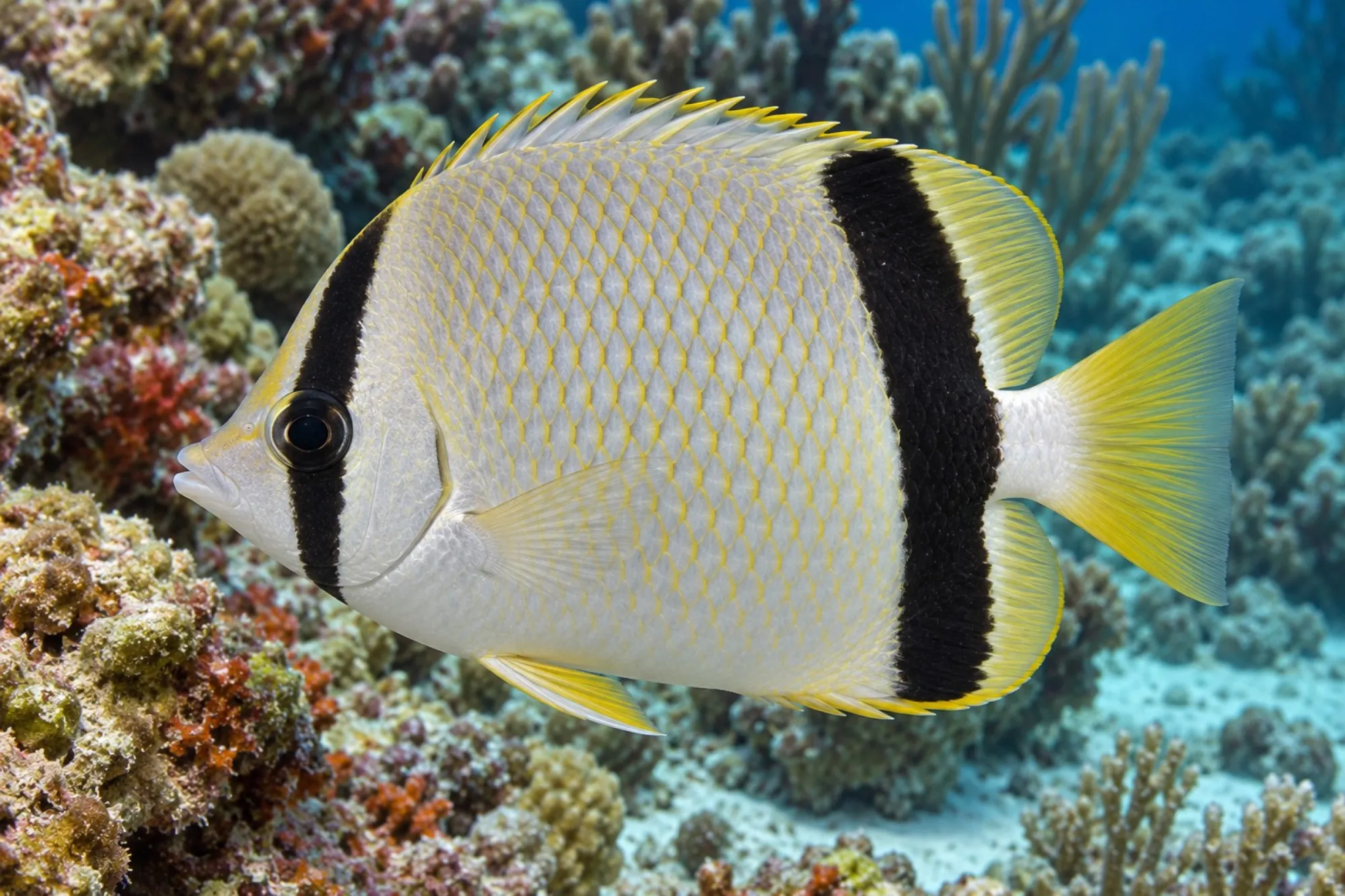 Karibischer Riff-Falterfisch, Chaetodon sedentarius