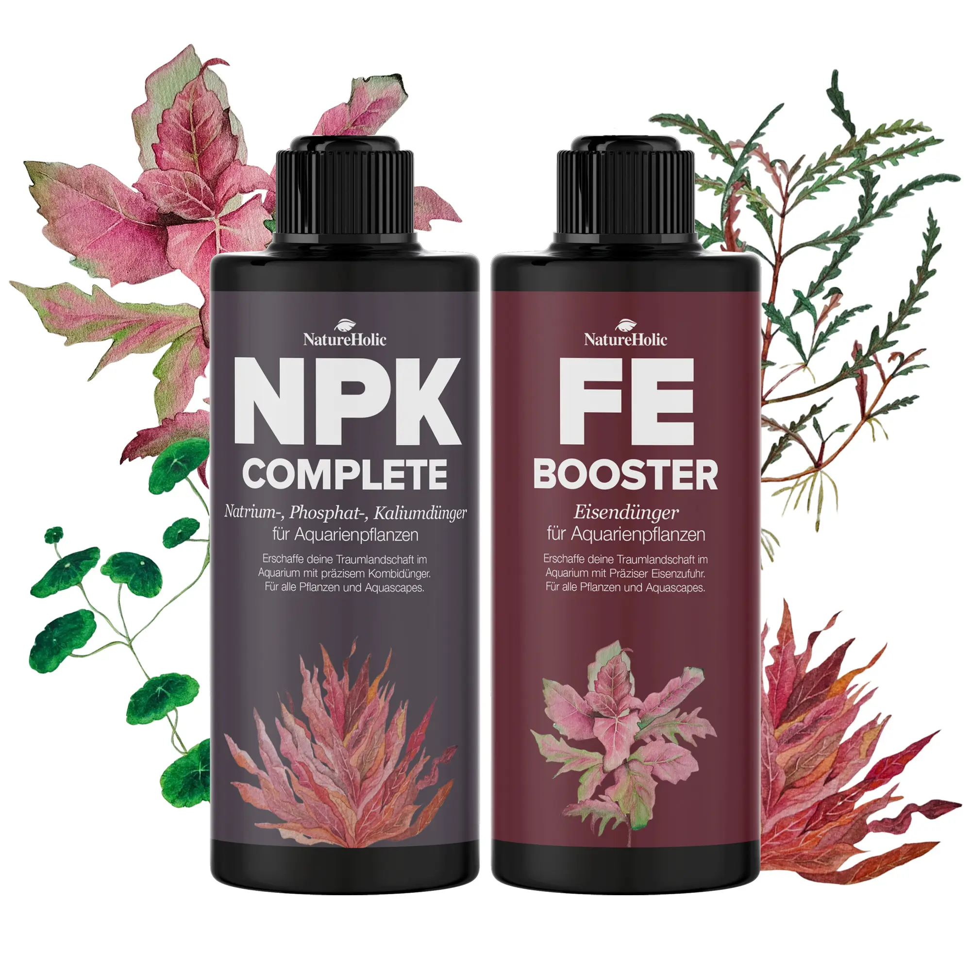 NatureHolic Dünger Starter-Set, Aquarium Flüssigdünger, 2 x 250 ml
