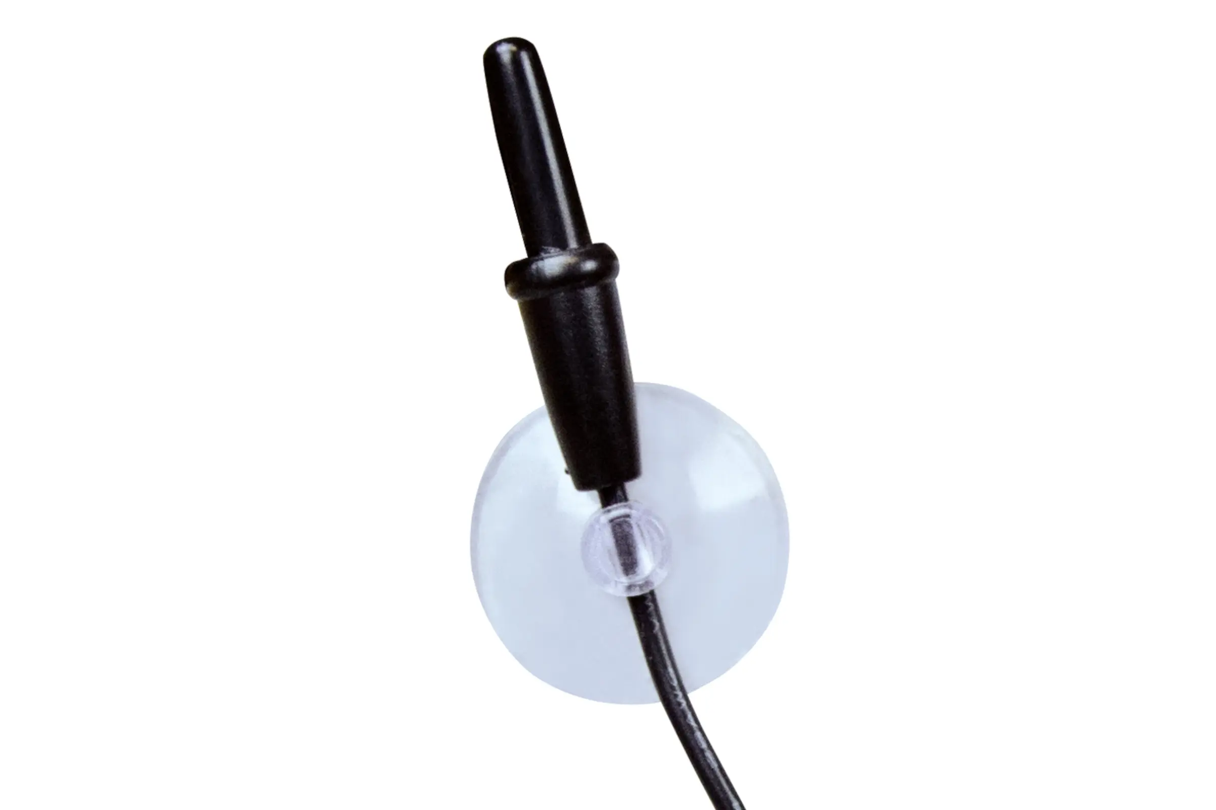 Transparenter Saugnapf-Kabelhalter mit schwarzem Kabel
