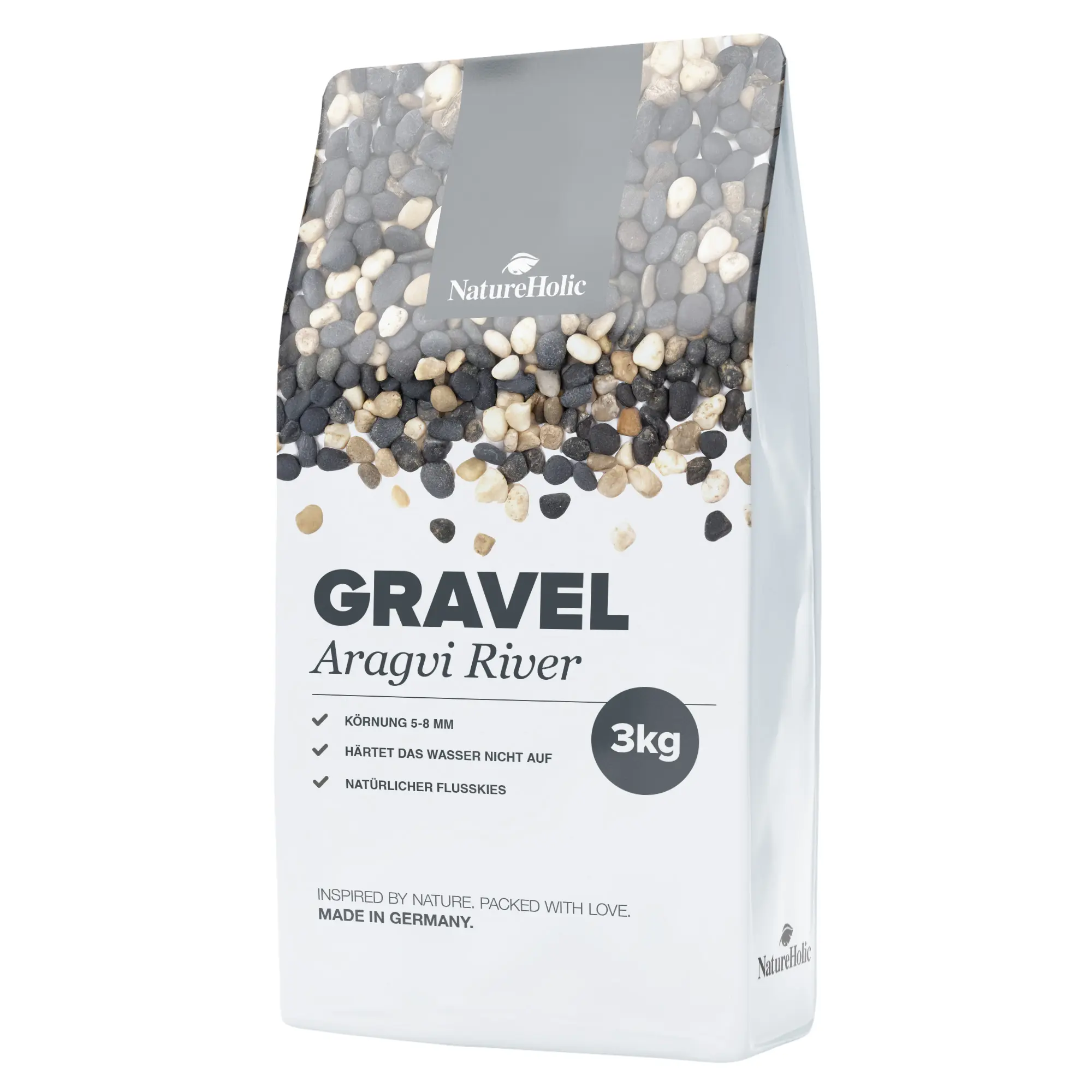 NatureHolic Black & White River, Aquarium-Naturkies, 3 kg