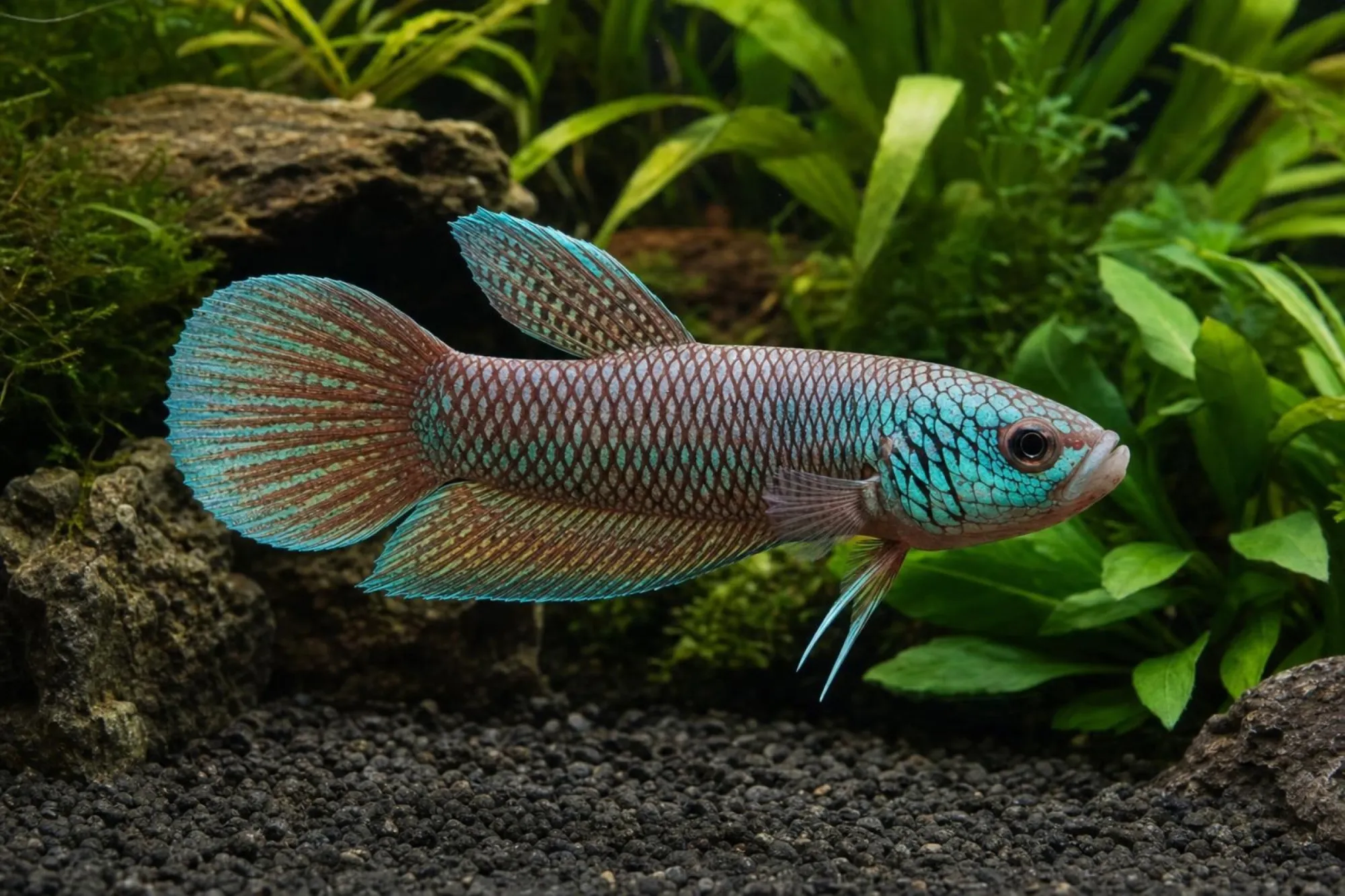 Alien-Kampffisch Kupfer-Rot, Männchen, Betta sp.