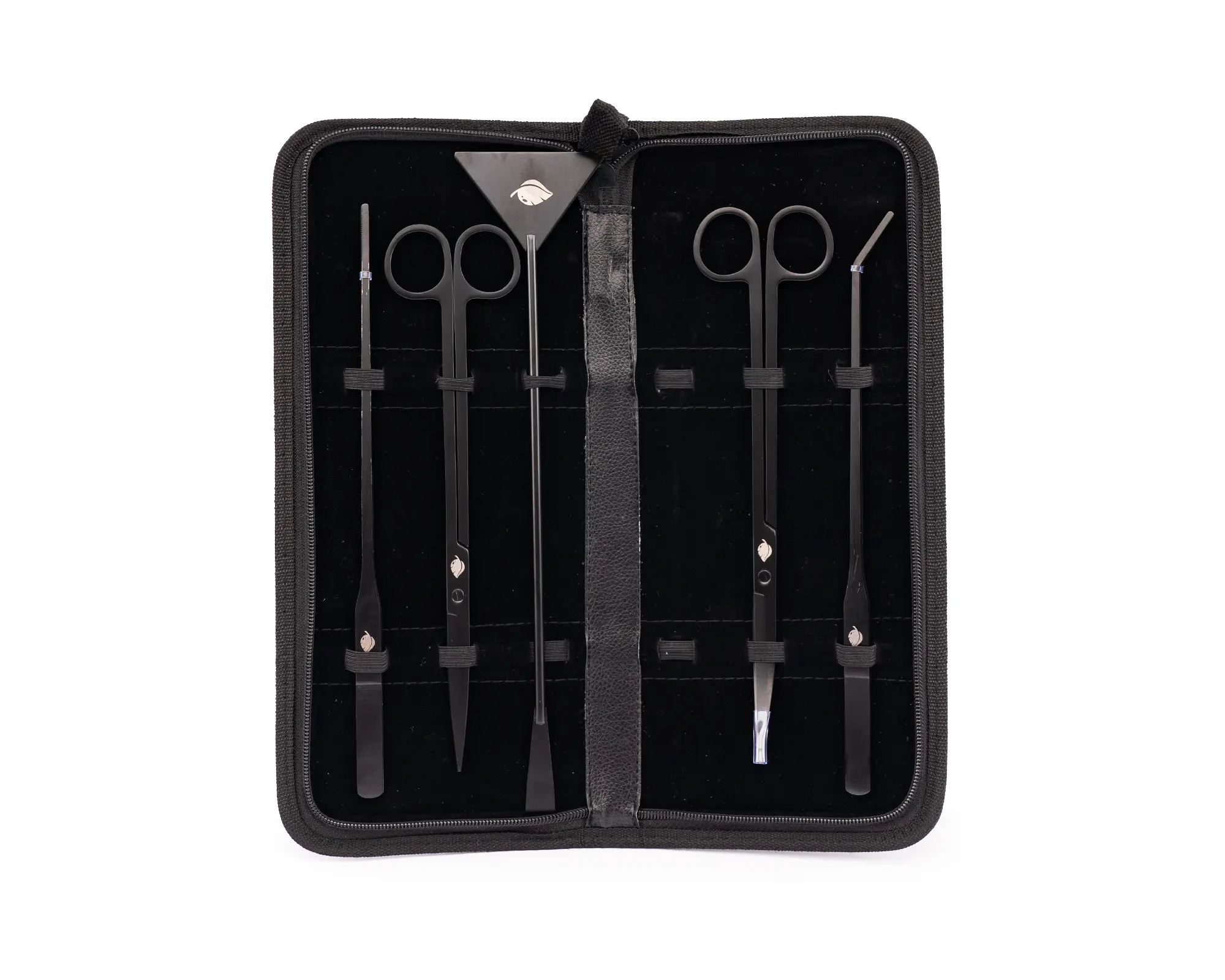 Schwarzes Wimpern-Set mit Pinzette, Schere, Spatel