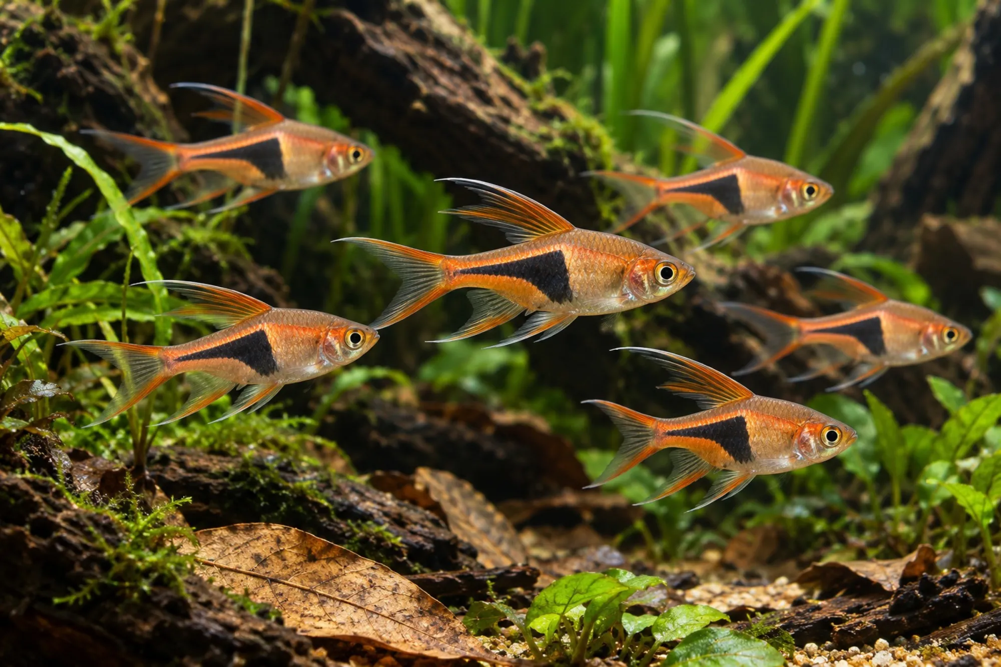 Longfin-Keilfleckbärbling, Trigonostigma heteromorpha