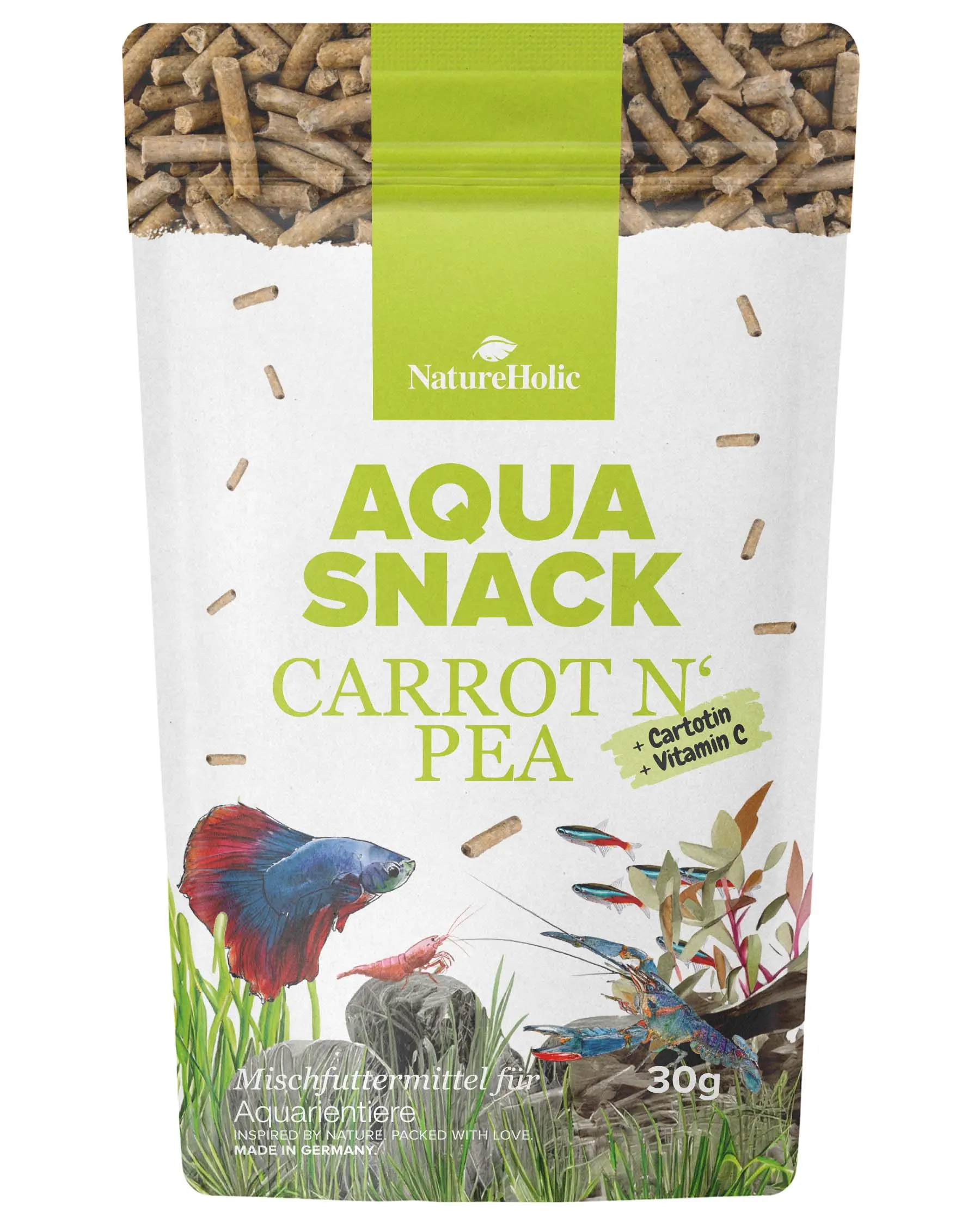 NatureHolic AquaSnack Carrot'n Pea Sticks, Futtersticks, 30 g 