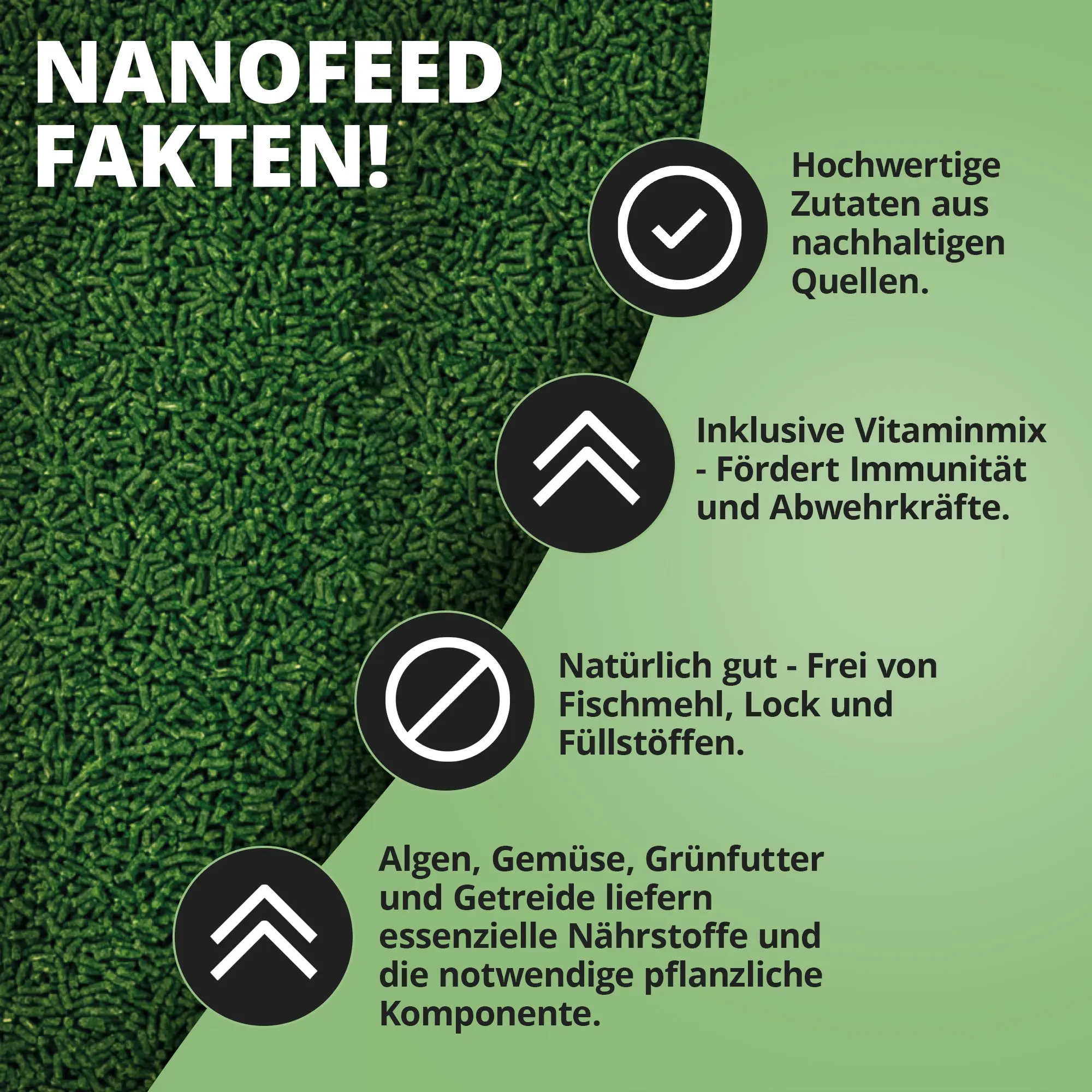 Grüne Nanofeed-Pellets und Produktvorteile
