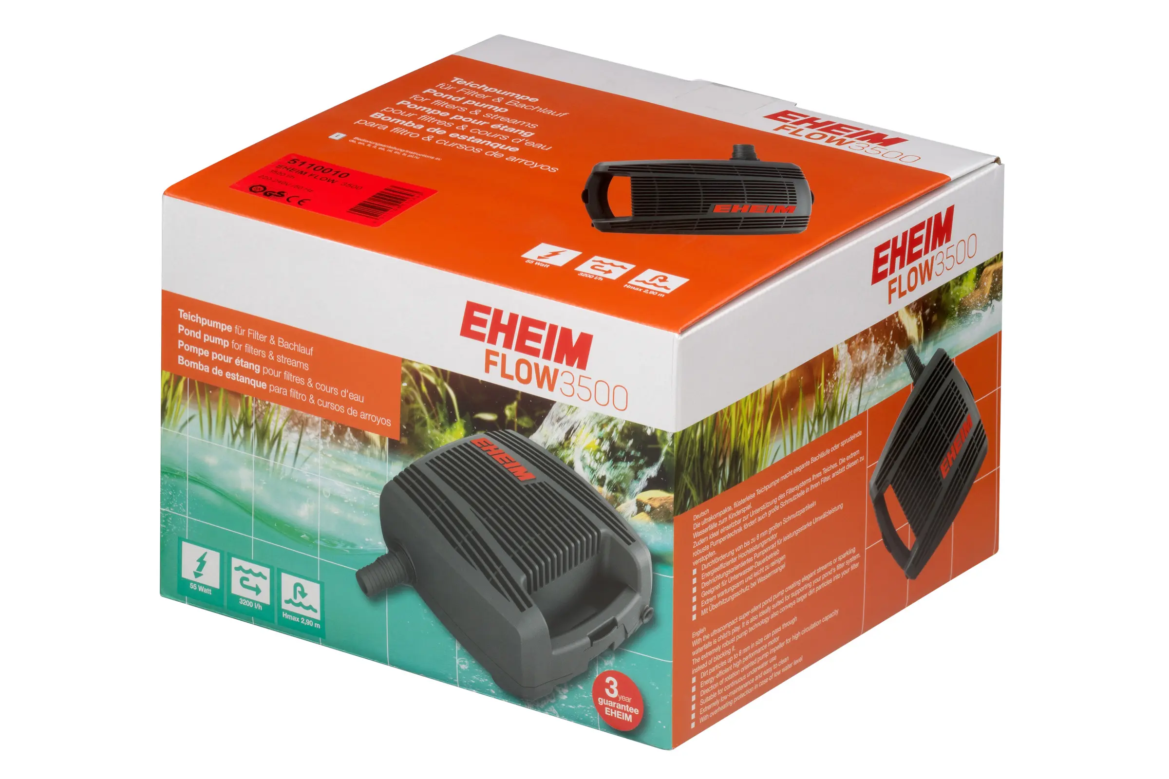 Eheim FLOW3500, Teichpumpe für Filter und Bachläufe