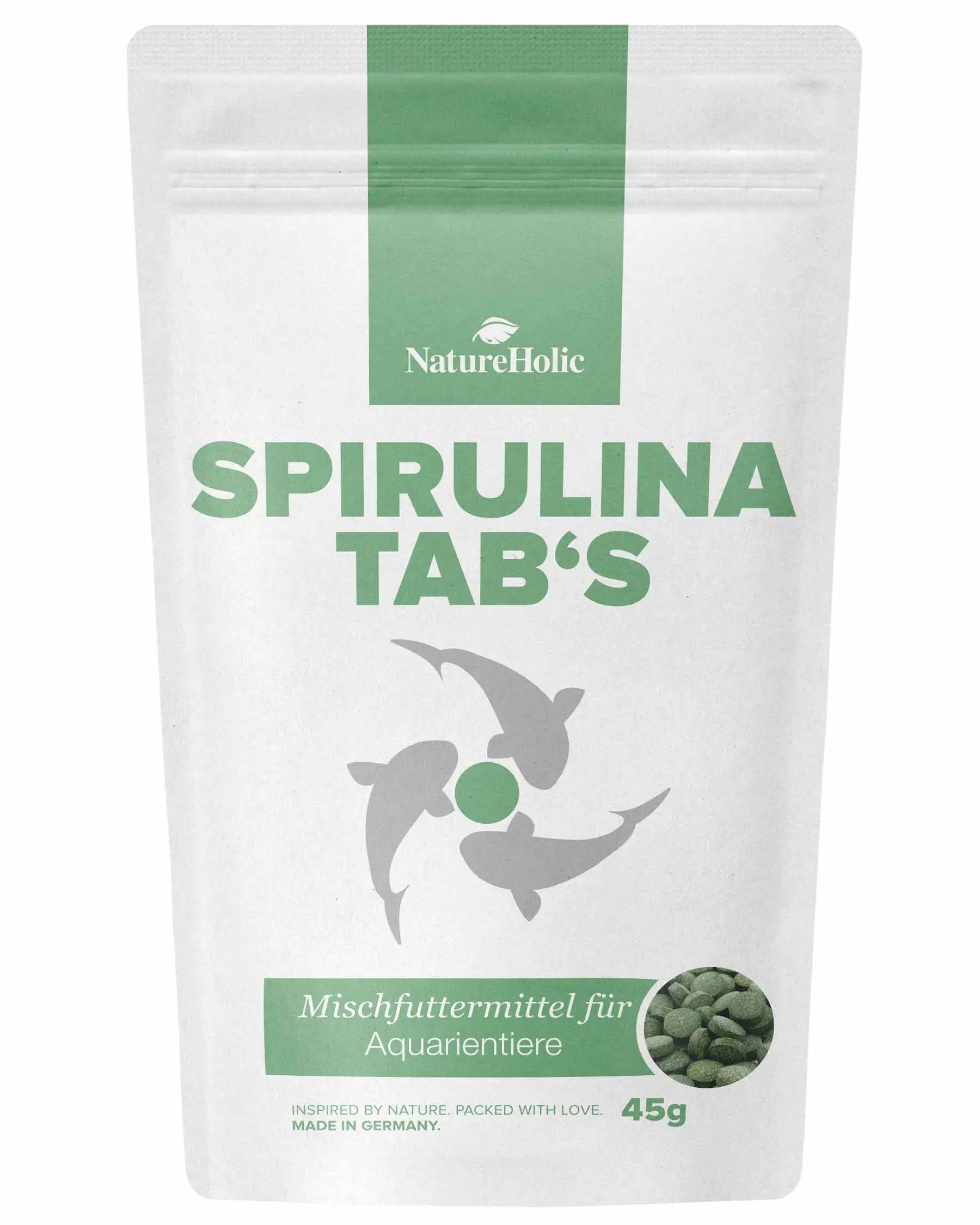 Beutel mit Spirulina-Tabletten Fischfutter 45g