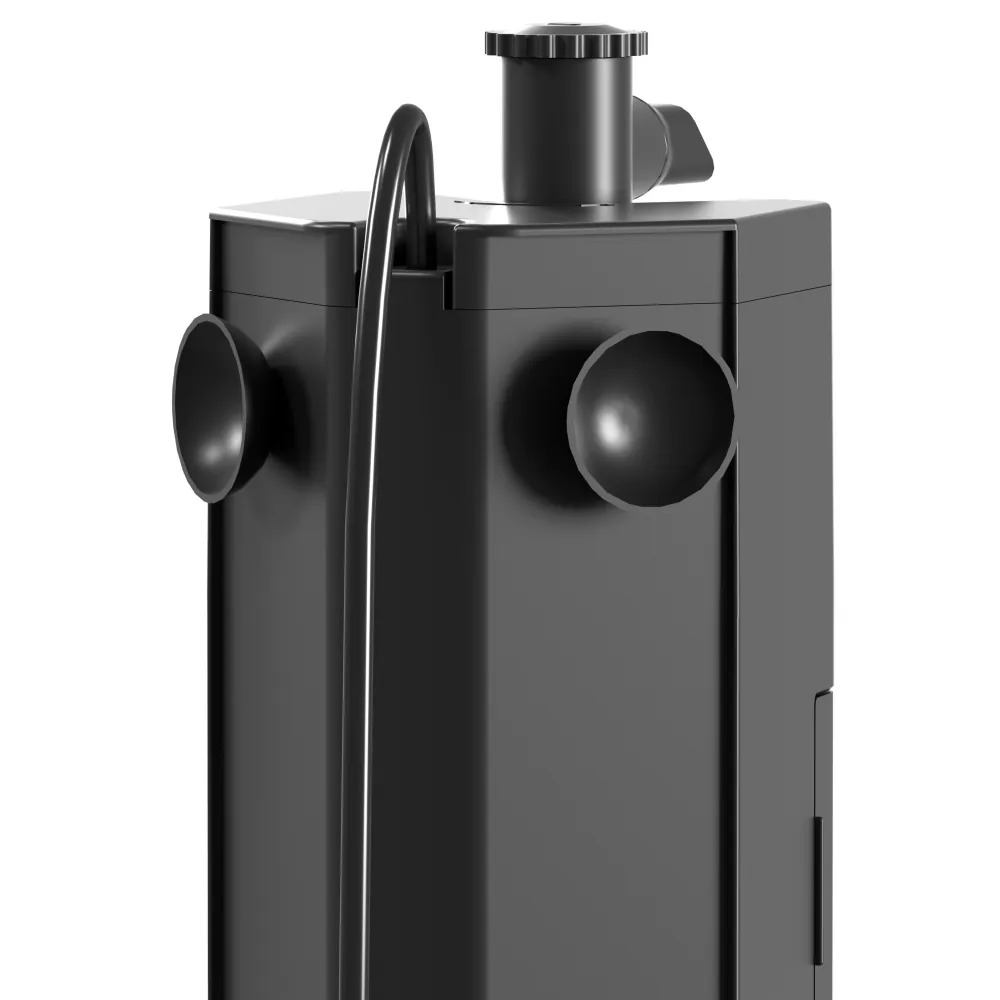 Detailaufnahme des Clean Flow 80 Innenfilters (Dupla) in Schwarz, Nahaufnahme der Anschluss- und Befestigungsbereiche für die passgenaue Ersatz-Filtermatte (Dupla Filterpads für Clean Flow Filter 80)