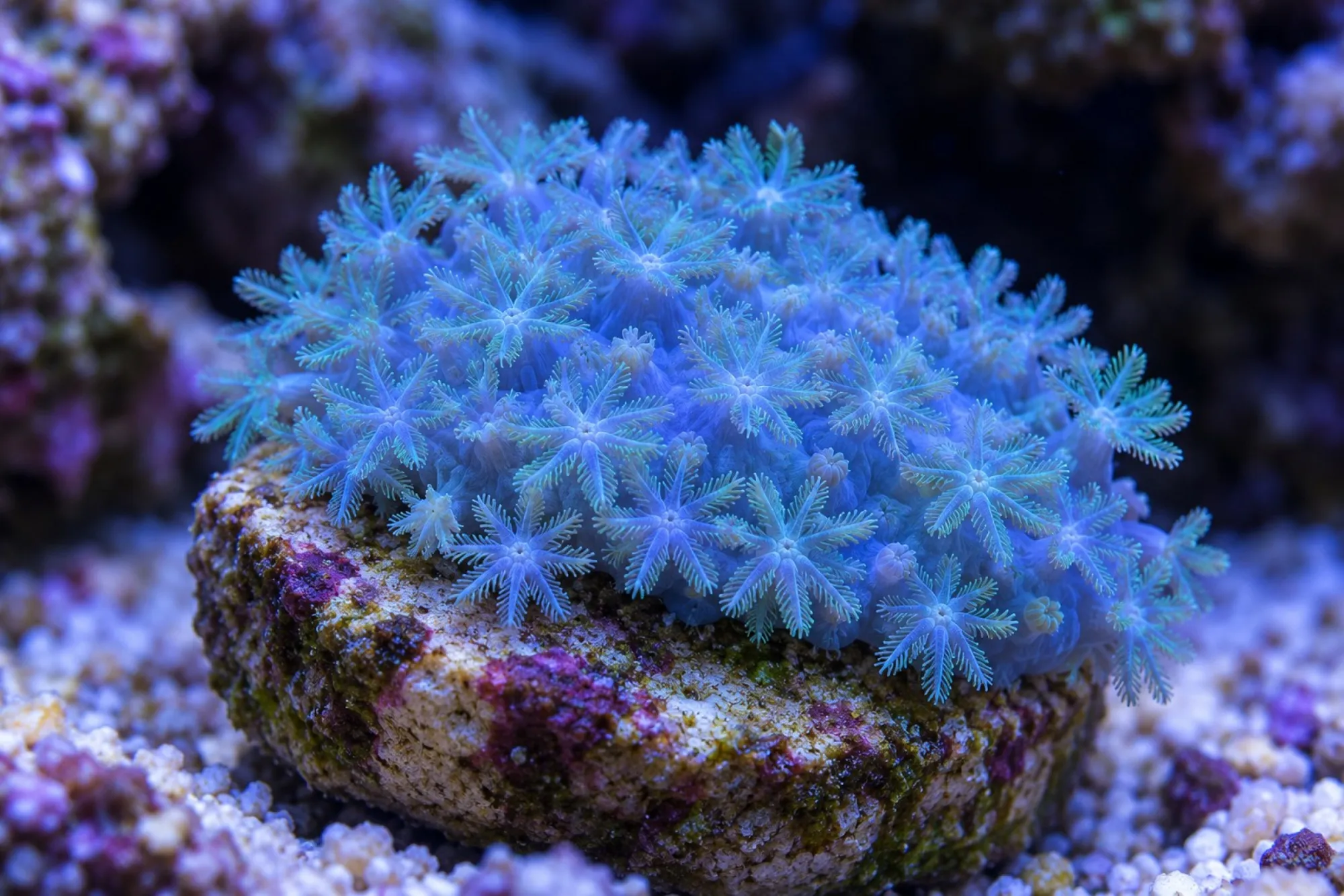 Blaue Weichkoralle (Nachzucht), Alcyonium verseveldti, Größe S–M