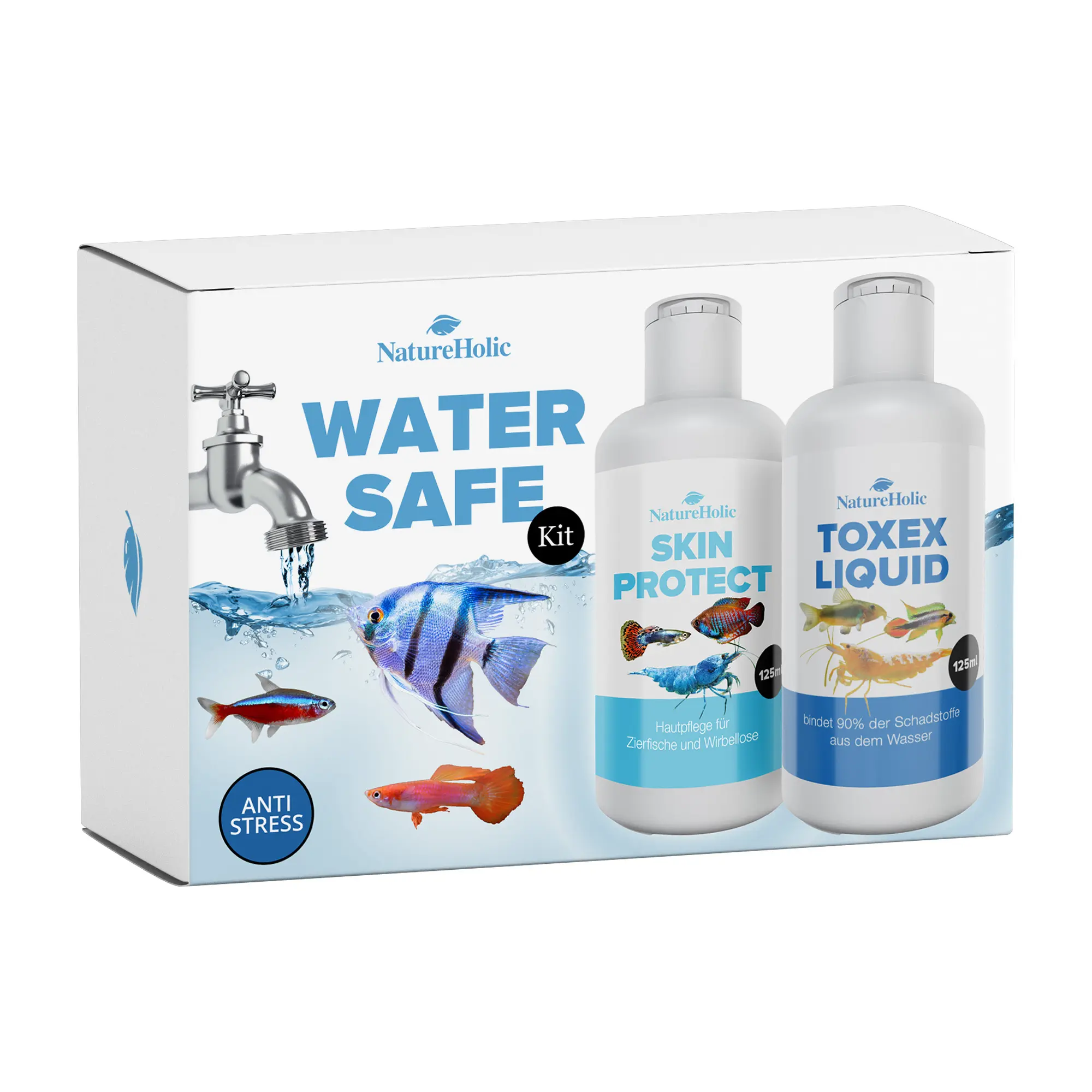 NatureHolic WaterSafe – 2-Komponenten Wasseraufbereiter-Set, 2 x 125 ml