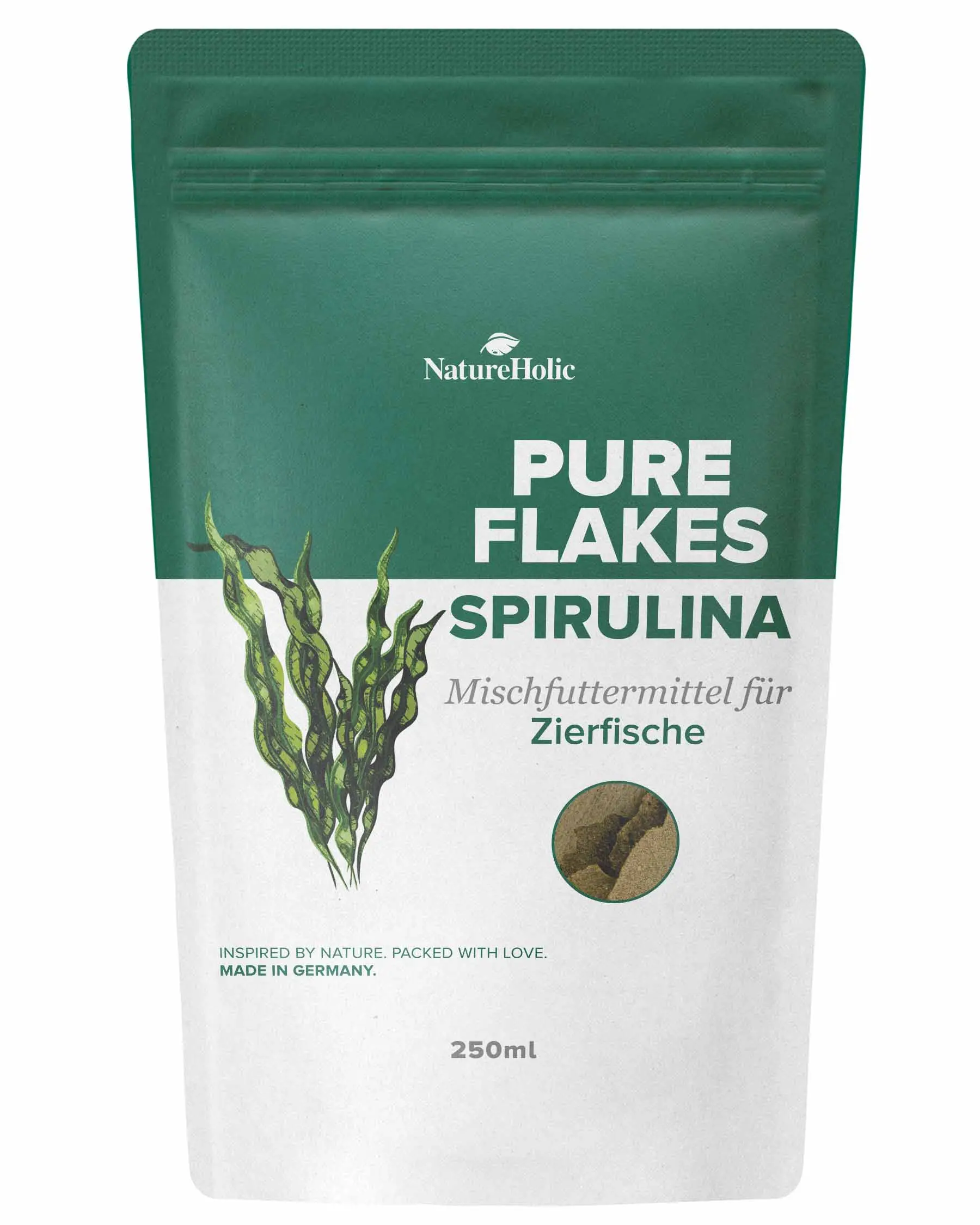 NatureHolic Pure Flakes Spirulina, Zierfischfutter, 30 g